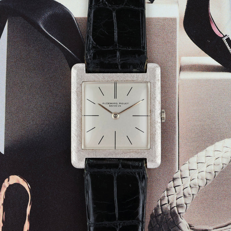 1950s Audemars Piguet Tank Normale Ultra-Thin 18k White Gold Silvered dial 83