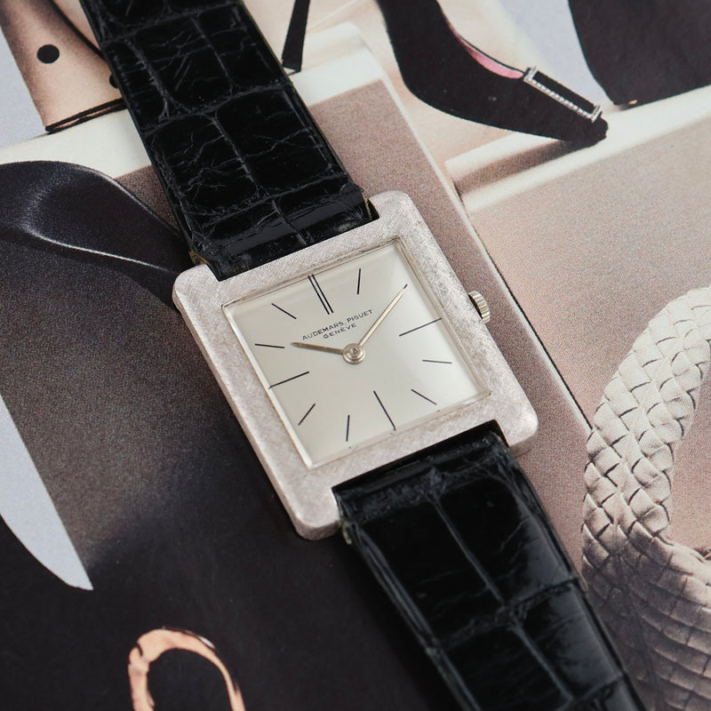 1950s Audemars Piguet Tank Normale Ultra-Thin 18k White Gold Silvered dial 83