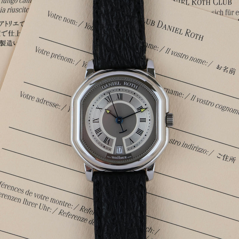 Full Set 1990s Daniel Roth Le Sentier Double-signed "Wallner" Grey guilloché Dial 2177