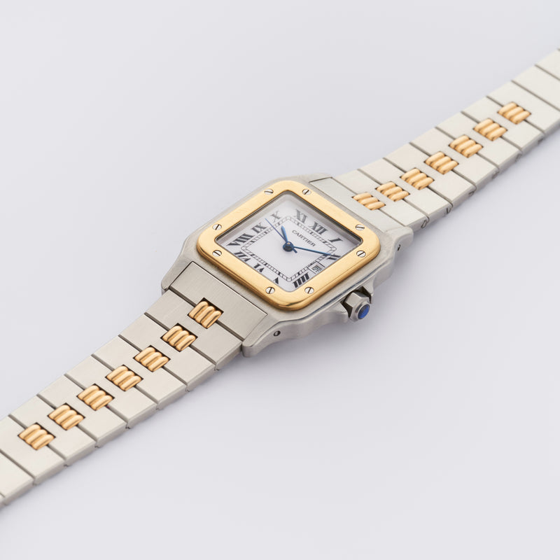 1980s Cartier Santos Gold/Steel Godron Bracelet Service Dial 2961