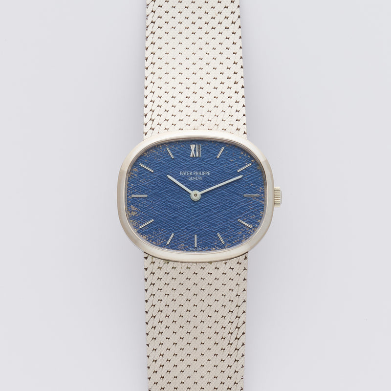 1970s Patek Philippe Ellipse 18k White Gold blue Dial 3545