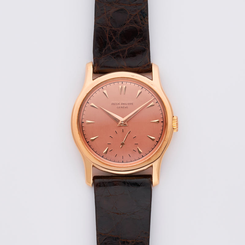 1953 Patek Philippe Calatrava 18k Rose Gold Salmon Dial 2450 with Extract from the Archives