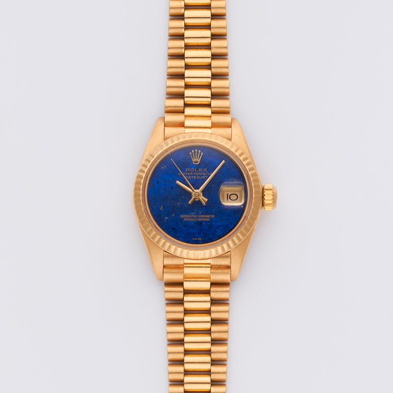 1981 Rolex Oyster Perpetual Lady Datejust 18k Yellow Gold Lapis Lazuli Dial 6917