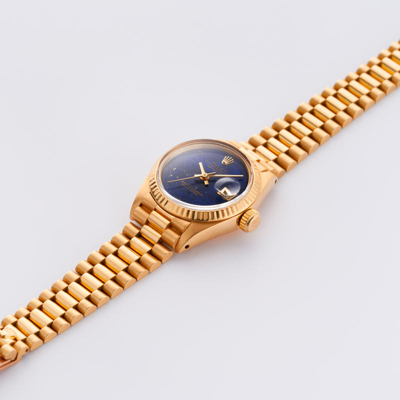 1981 Rolex Oyster Perpetual Lady Datejust 18k Yellow Gold Lapis Lazuli Dial 6917