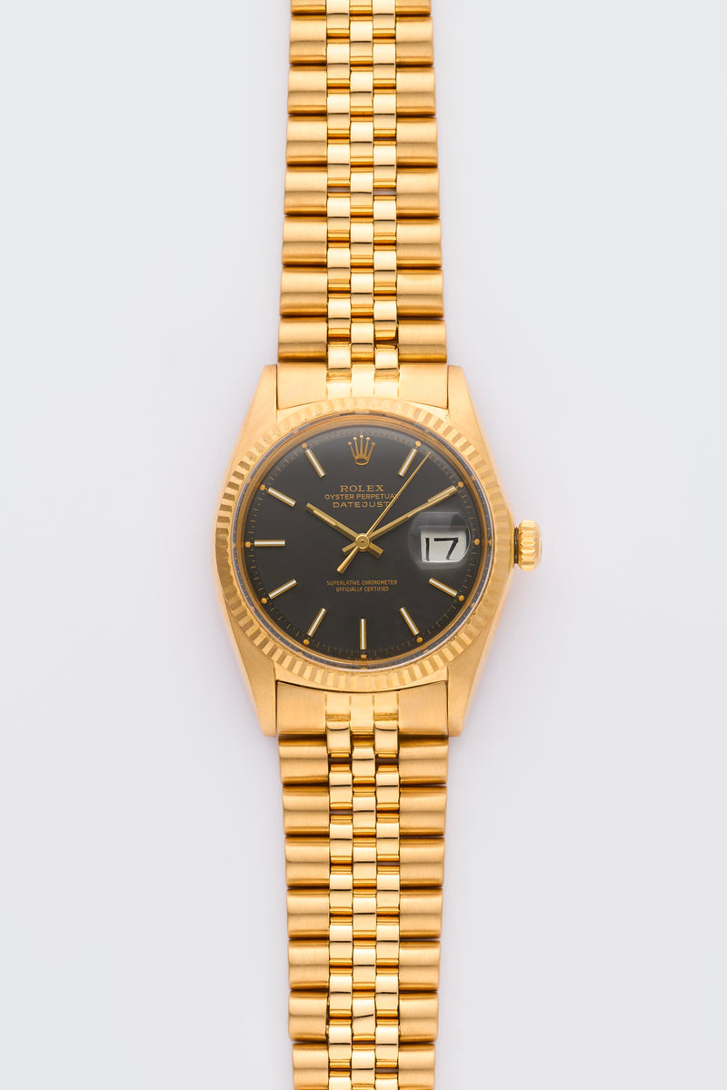 1972 Rolex Oyster Perpetual Datejust 18k Yellow Gold Grey Dial 1601