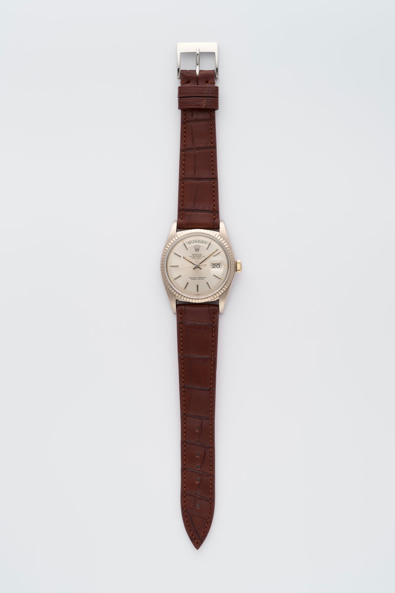 1973 Rolex Oyster Perpetual Day-Date 18k White Gold Silver Dial 1803