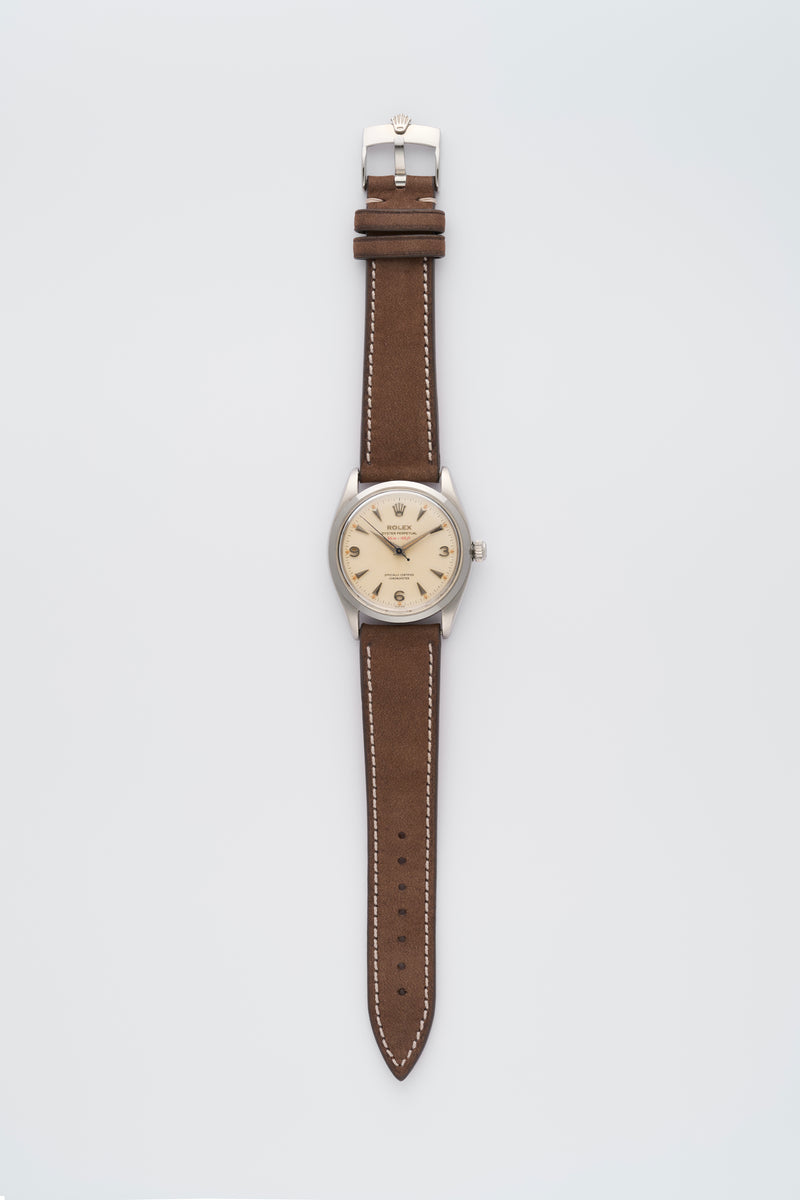 1956 Rolex Oyster Perpetual "Red Depth" 50m=165 ft Explorer Honeycomb Creme dial 6564