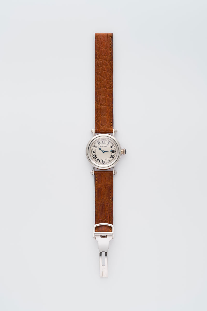 1990s Cartier Diabolo Platinum Guilloché Dial 1462-1