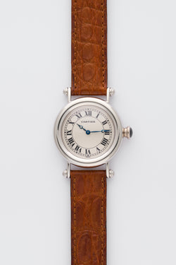 1990s Cartier Diabolo Platinum Guilloché Dial 1462-1