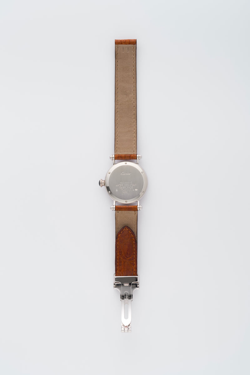 1990s Cartier Diabolo Platinum Guilloché Dial 1462-1