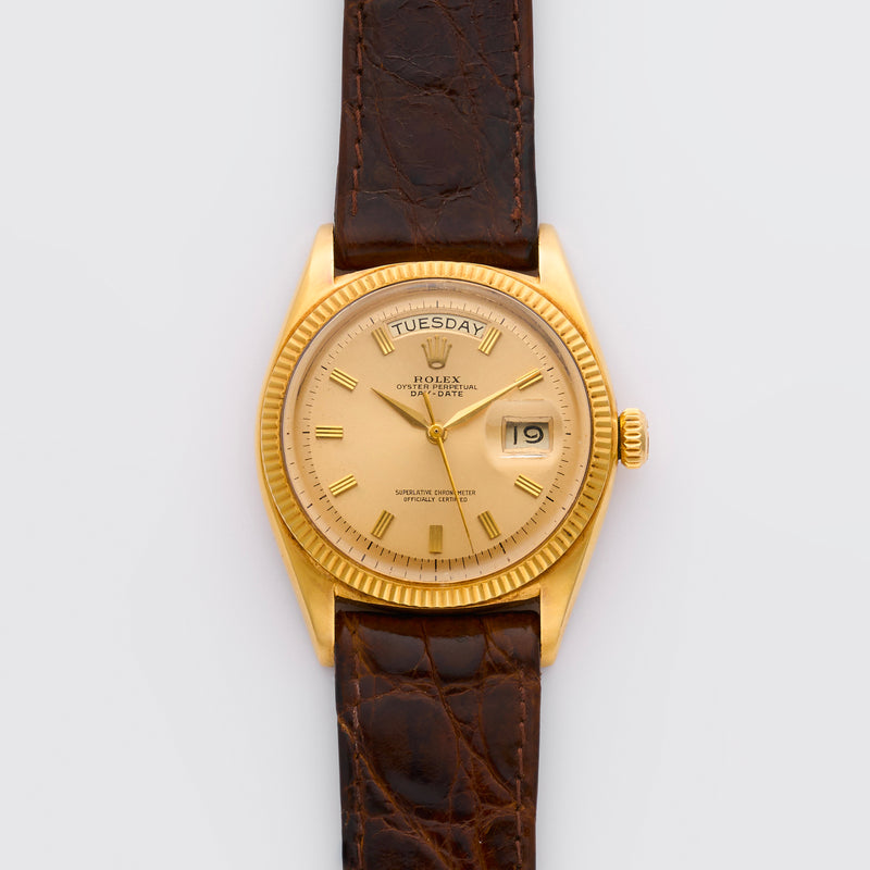 1960 Rolex Oyster Perpetual Day-Date 18k Yellow Gold "Kit Kat" Gold Dial 1803