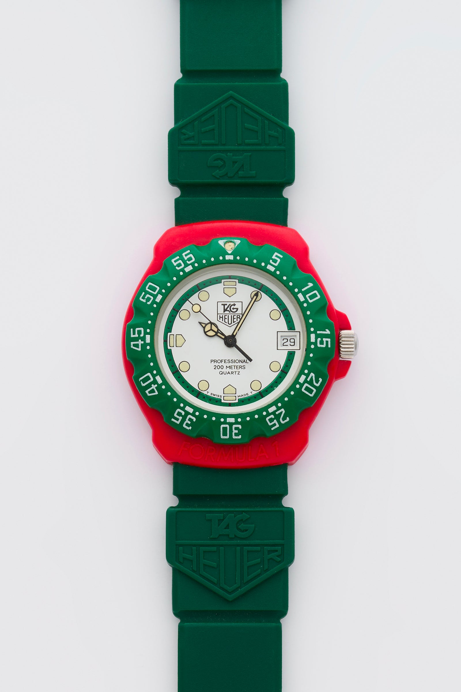 NOS Full Set 1986 Tag Heuer Formula 1 Green/Red Jumbo 384.513