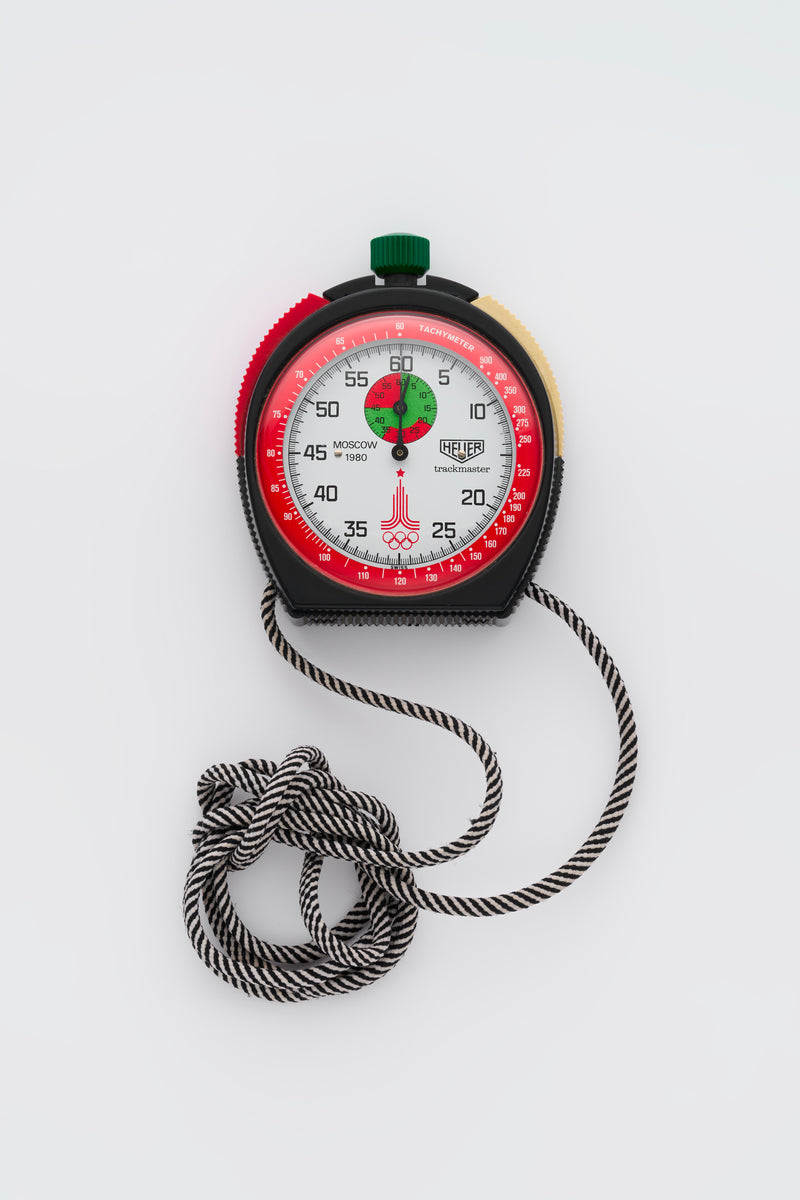 1980 Heuer Trackmaster Stopwatch "Olympic Games Moscow" with cord