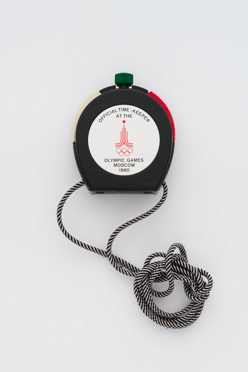 1980 Heuer Trackmaster Stopwatch "Olympic Games Moscow" with cord