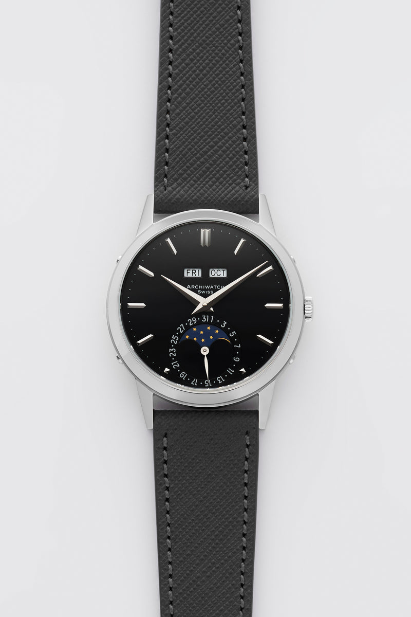 PRE-ORDER FOR THE LIMITED EDITION 2026 ARCHIWATCH «PADELLONE» TRIPLE CALENDAR MOONPHASE BLACK DIAL 55