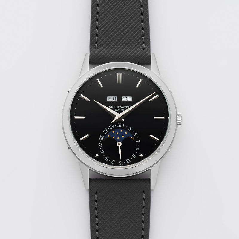 PRE-ORDER FOR THE LIMITED EDITION 2026 ARCHIWATCH «PADELLONE» TRIPLE CALENDAR MOONPHASE BLACK DIAL 55