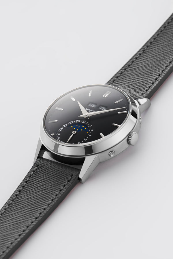 PRE-ORDER FOR THE LIMITED EDITION 2026 ARCHIWATCH «PADELLONE» TRIPLE CALENDAR MOONPHASE BLACK DIAL 55