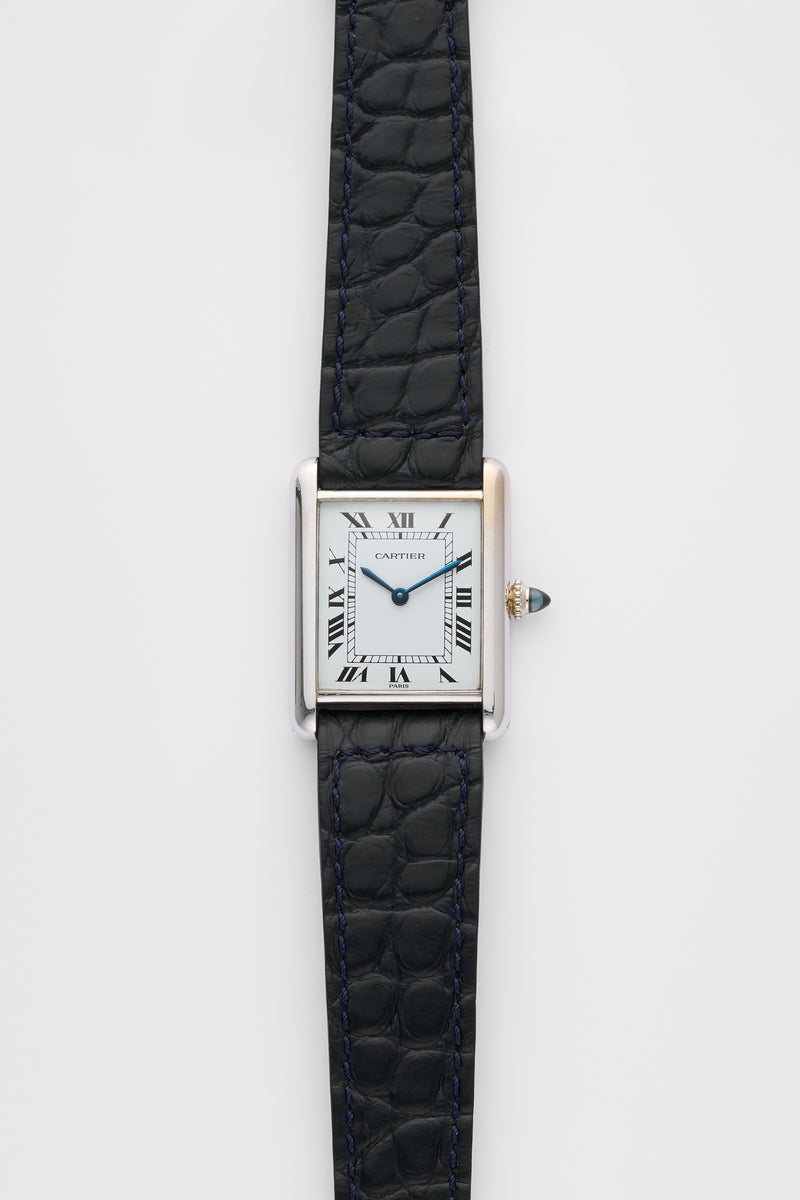 1970s Cartier Louis Tank 18k White Gold "Paris" Dial 78086