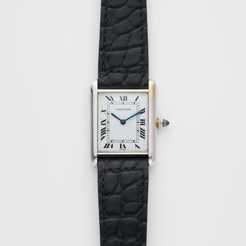 1970s Cartier Louis Tank 18k White Gold "Paris" Dial 78086
