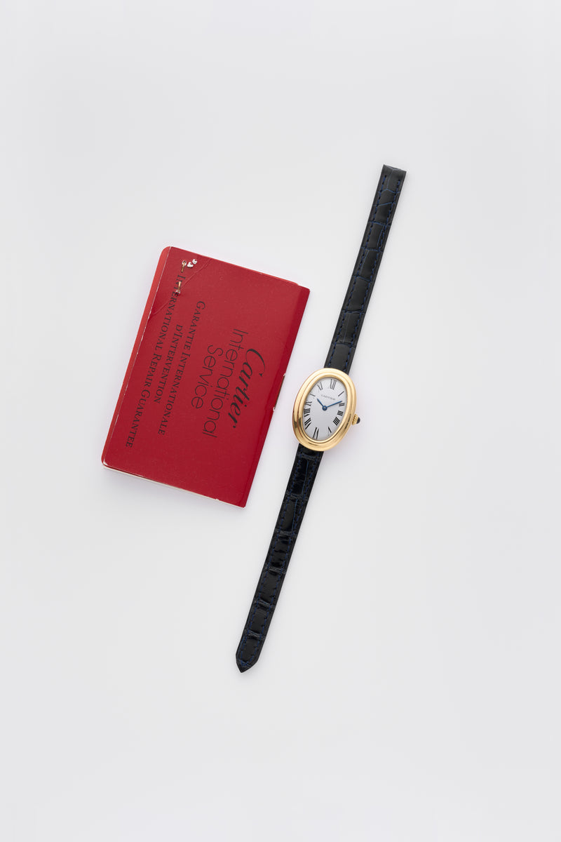1978 Cartier Baignoire 18k Yellow Gold "Paris" Dial 78094 with original card and service papers