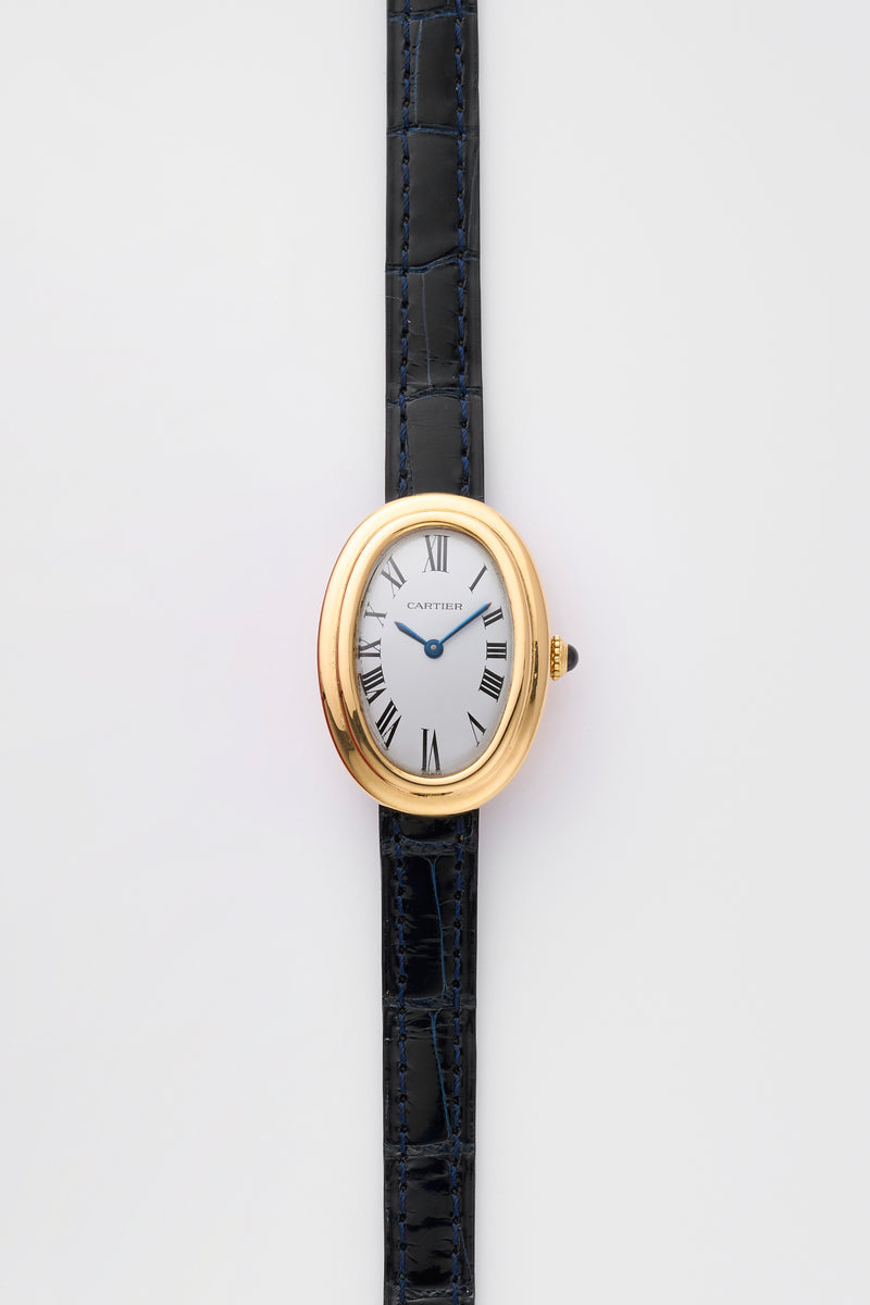 1978 Cartier Baignoire 18k Yellow Gold "Paris" Dial 78094 with original card and service papers