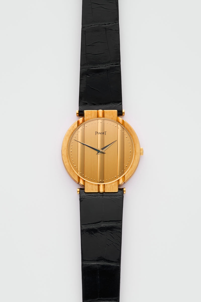 NOS 1990s Piaget Polo 18k Yellow Gold Gold Dial 8673