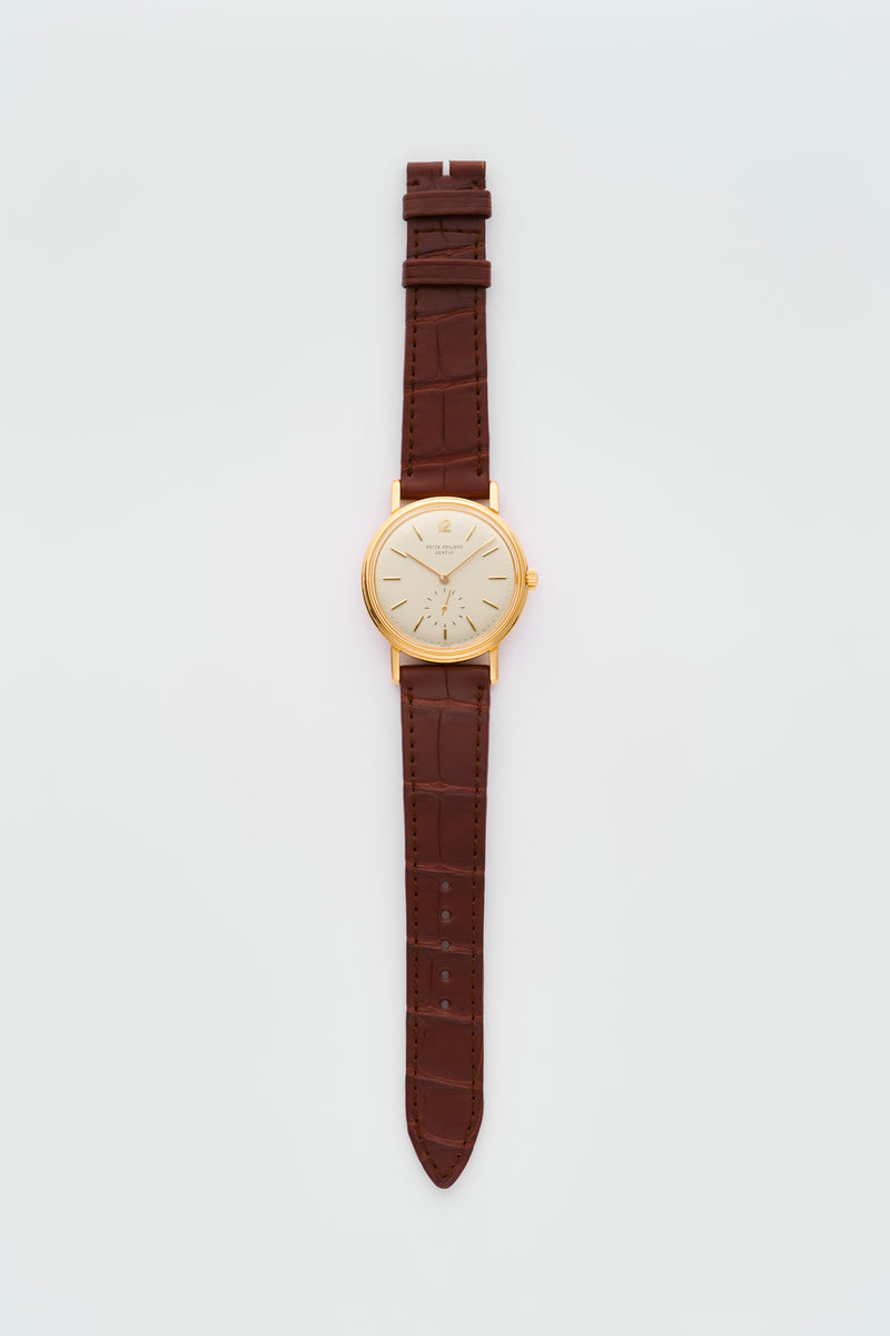 1950s Patek Philippe "Calatrava Automatic" 18k Yellow Gold Silvered Dial 2584 with Patek Philippe / Bucherer 08/25 Service and Invoice