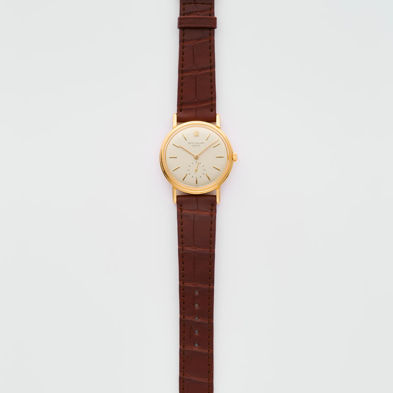 1950s Patek Philippe "Calatrava Automatic" 18k Yellow Gold Silvered Dial 2584 with Patek Philippe / Bucherer 08/25 Service and Invoice