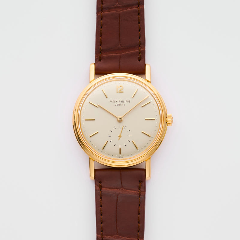 1950s Patek Philippe "Calatrava Automatic" 18k Yellow Gold Silvered Dial 2584 with Patek Philippe / Bucherer 08/25 Service and Invoice