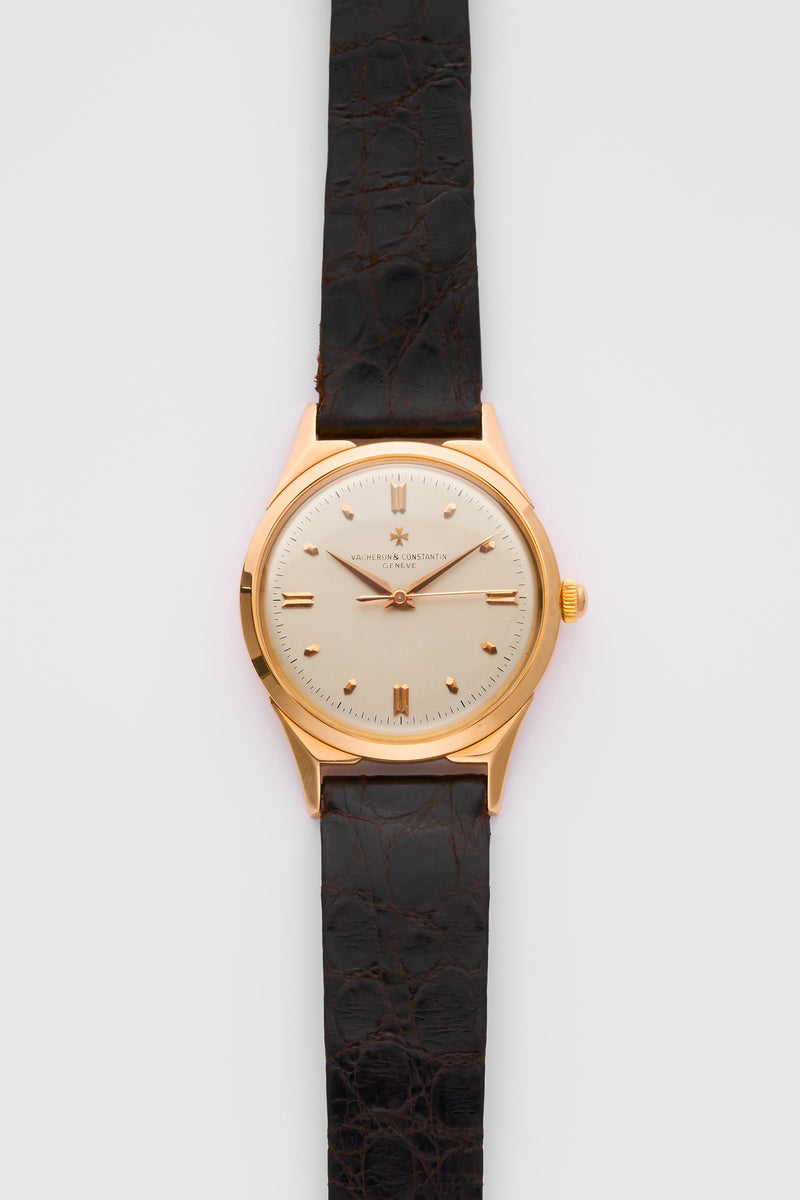 1960s Vacheron Constantin Chronometre Royal Maltese Cross Lugs 18k Pink Gold Silvered Dial 6111