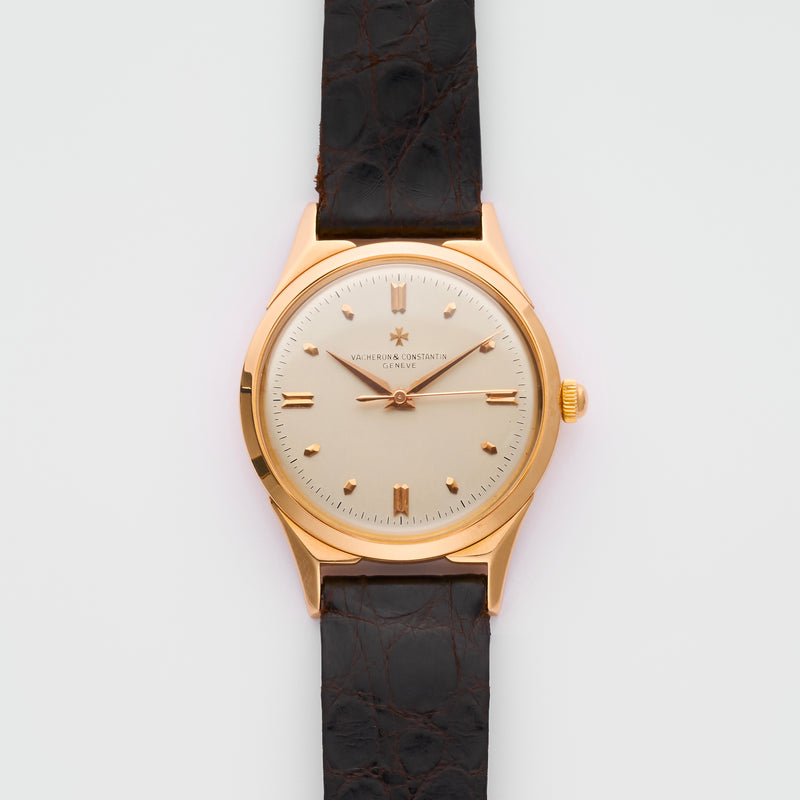 1960s Vacheron Constantin Chronometre Royal Maltese Cross Lugs 18k Pink Gold Silvered Dial 6111