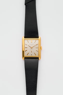 1950s Patek Philippe Rectangular 18k Yellow Gold Silvered Dial 2530