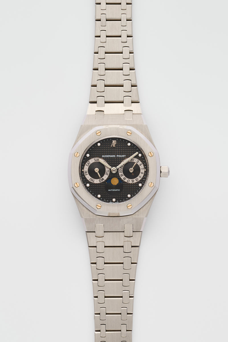 1990s Audemars Piguet Royal Oak Day-Date Moonphase Diamond-set Black Dial 25594ST