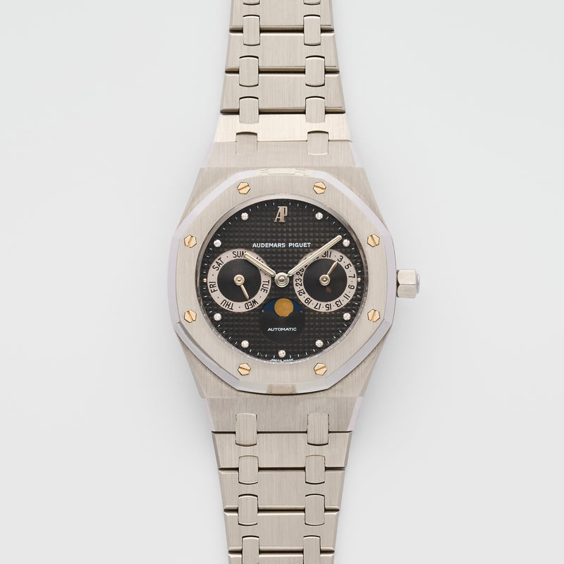 1990s Audemars Piguet Royal Oak Day-Date Moonphase Diamond-set Black Dial 25594ST