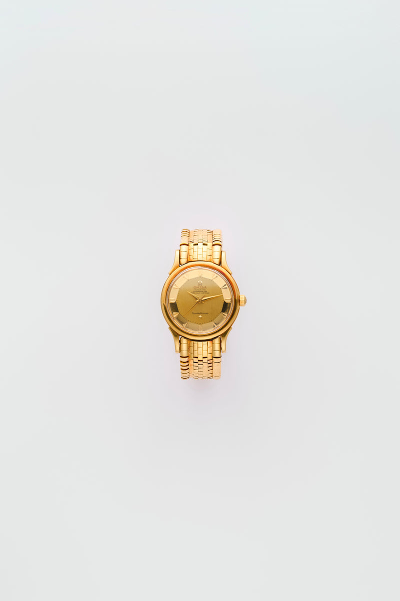1960s Omega Chronometre Officially Certified Constellation 18k Yellow Gold Pie Pan Dial 2699
