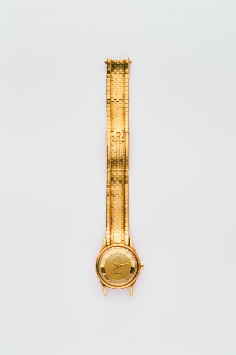 1960s Omega Chronometre Officially Certified Constellation 18k Yellow Gold Pie Pan Dial 2699