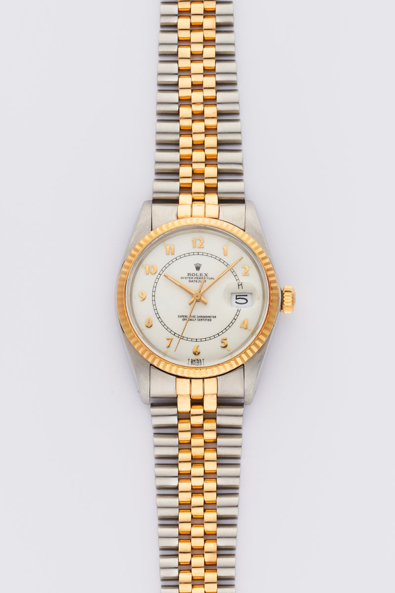 1983 Rolex Oyster Perpetual Datejust 18k Gold/Steel "Boiler Gauge" White Dial 16013