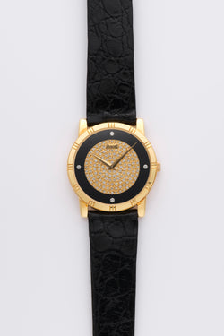 1990s Piaget Dancer 18k Yellow Gold Onyx and pavé-set centered Dial 94023