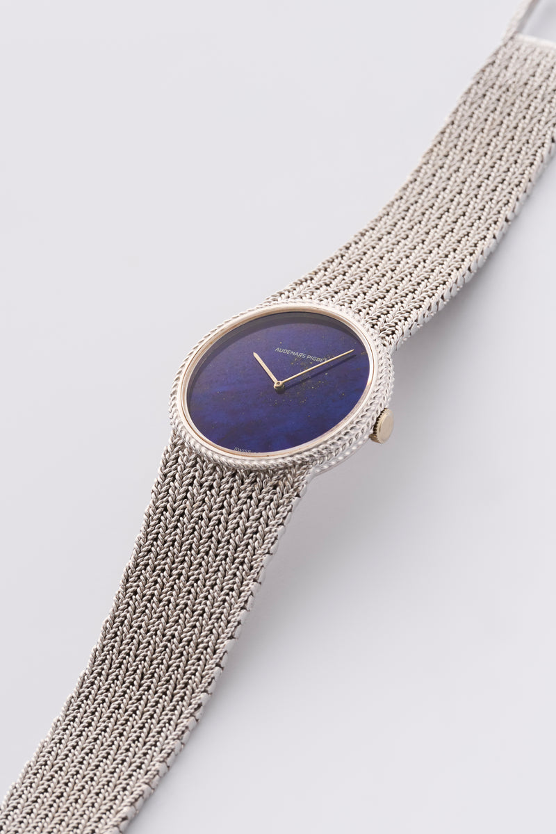 1970s Audemars Piguet Lady Fox tail 18k White Gold Lapis Lazuli Dial 86398