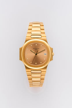1990s Patek Philippe Nautilus 18k Yellow Gold Diamond-set Gold Dial 3800J