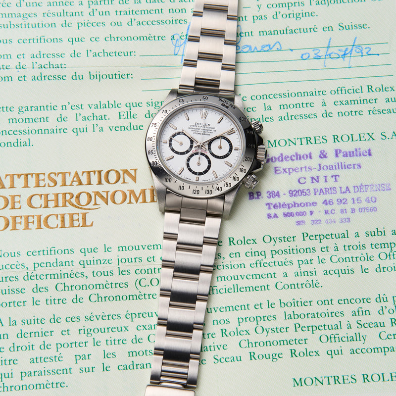 1992 Rolex Cosmograph Daytona Inverted 6 White Dial N Serial 16520 with Rolex Punched papers