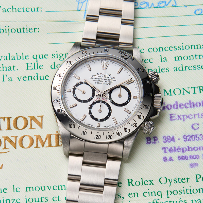 1992 Rolex Cosmograph Daytona Inverted 6 White Dial N Serial 16520 with Rolex Punched papers