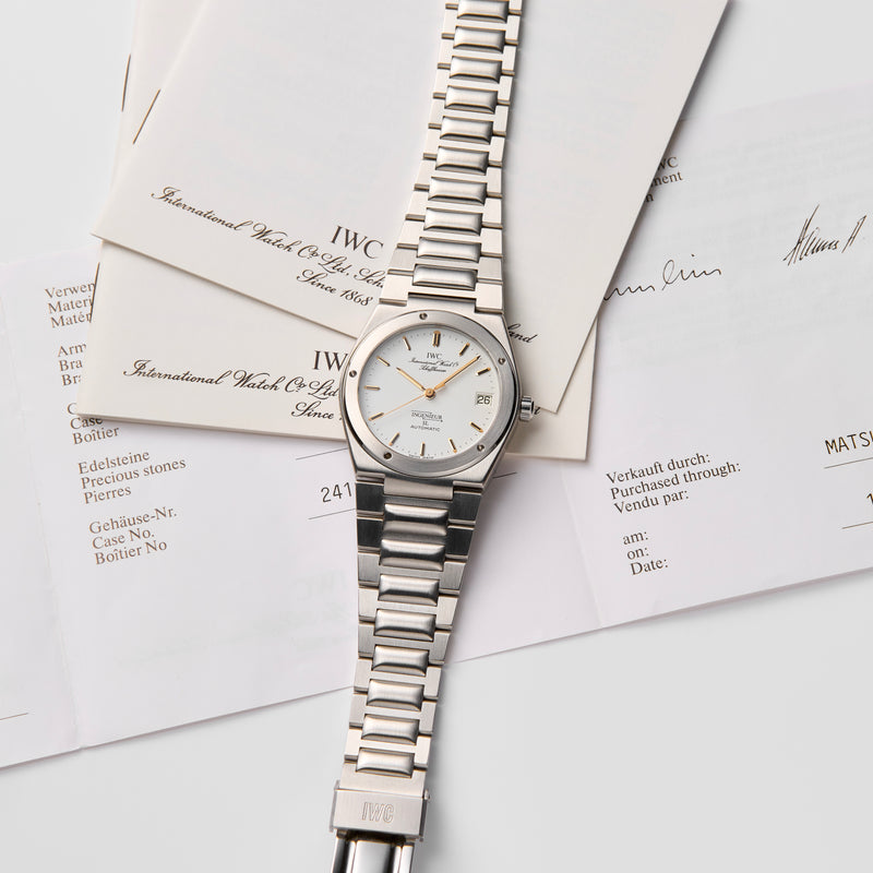 NOS 1989 IWC Ingenieur SL Automatic White Dial 3506 with International Guarantee and documentation