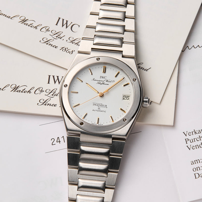 NOS 1989 IWC Ingenieur SL Automatic White Dial 3506 with International Guarantee and documentation