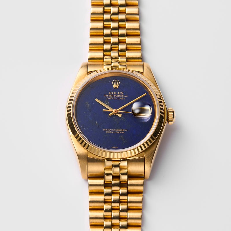 1979 Rolex Oyster Perpetual Datejust 18k Yellow Gold "Lapis Lazuli" Dial 16018