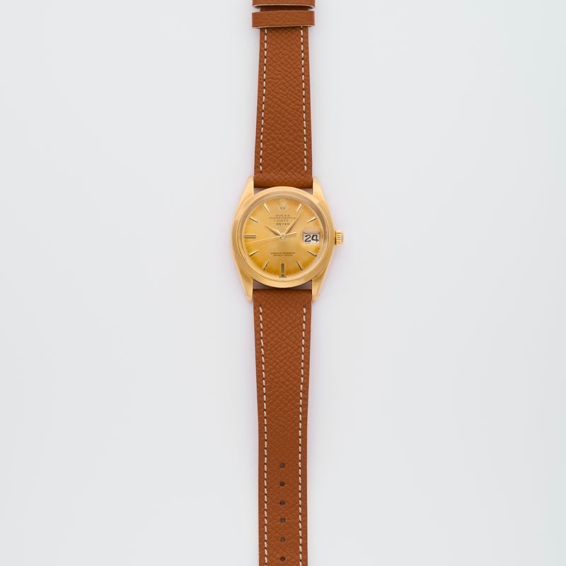1962 Rolex Oyster Perpetual 18k Yellow Gold Date Double Signed Beyer Tropical Swiss only dial 1503