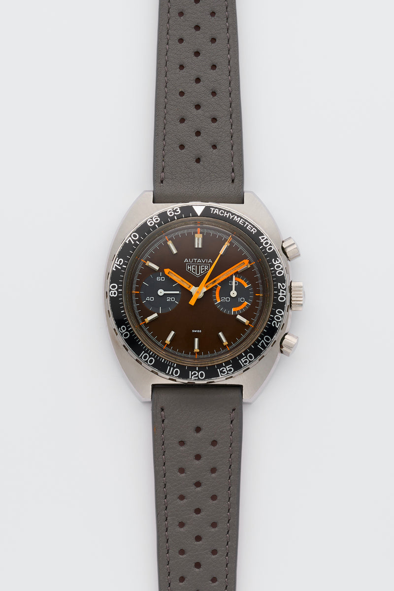 1970s Heuer Autavia "Orange Boy" Chronograph Tropical Brown Dial 73363