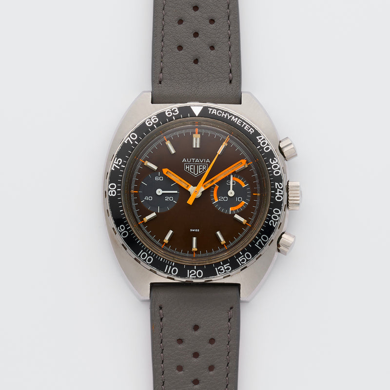 1970s Heuer Autavia "Orange Boy" Chronograph Tropical Brown Dial 73363