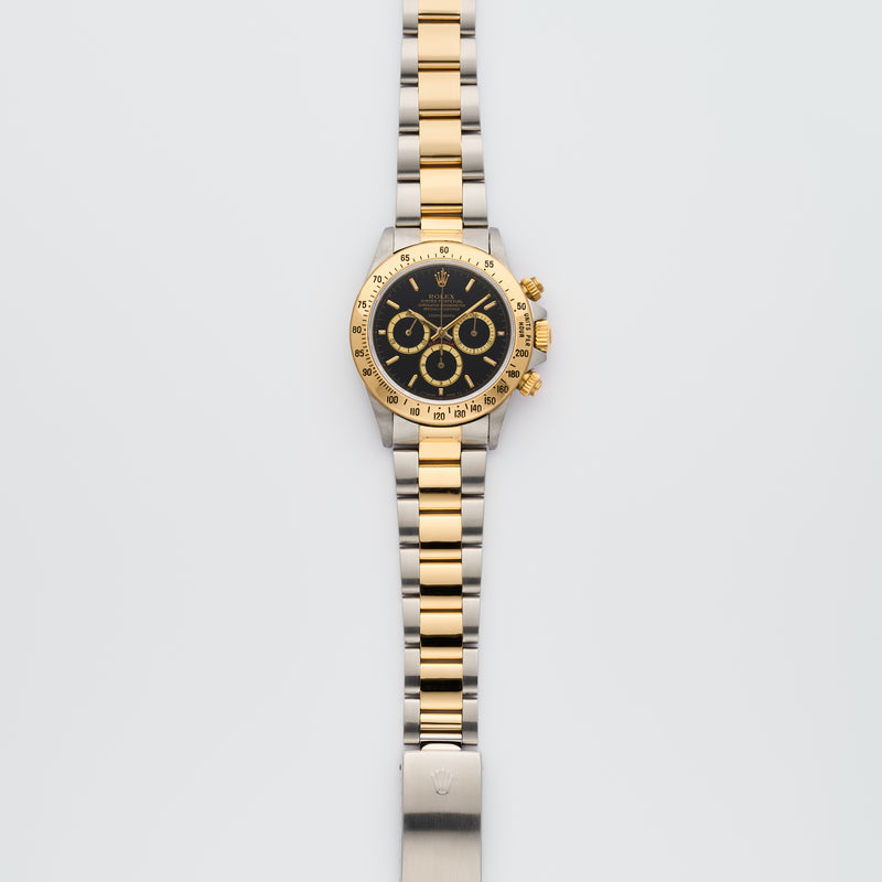 1989 Rolex Oyster Perpetual Gold/Steel Daytona Zenith Chronograph "Floating" Black dial 16523