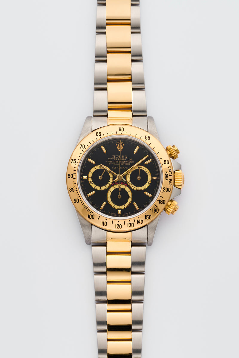 1989 Rolex Oyster Perpetual Gold/Steel Daytona Zenith Chronograph "Floating" Black dial 16523